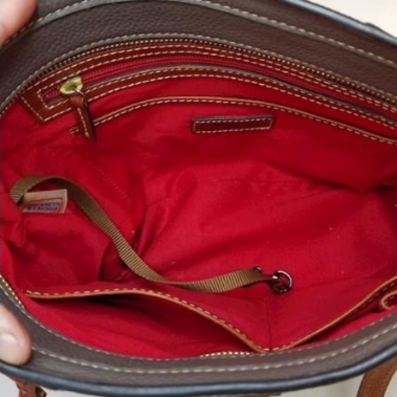 Dooney & Burke Pebble Leather Small Lexington Shopper Elephant Gray Tan - Picture 5 of 5